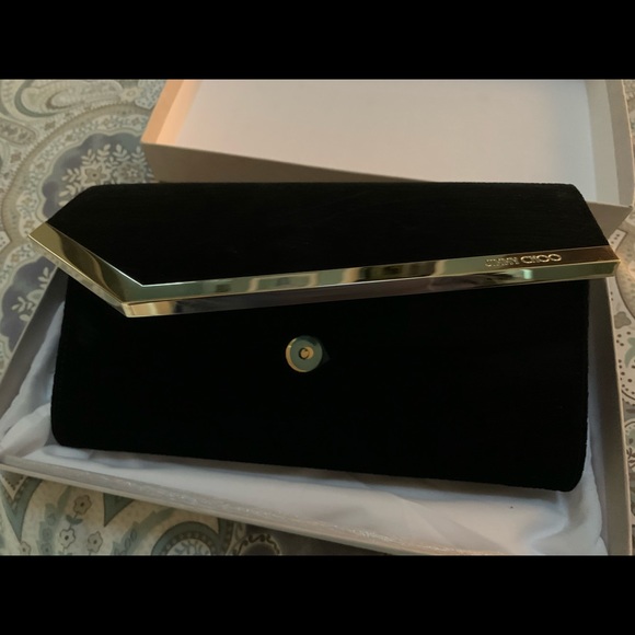 Jimmy Choo Clutch Bag. Black Lizard printed velvet. - Picture 4 of 16